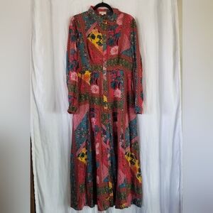 Oddy | Floral Patchwork Button Front Maxi Dress